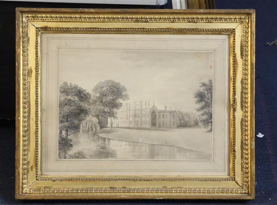Attributed to Samuel Hieronymus Grimm (1733-1794) A view of Sheffield Park House 9.25 x 13in.